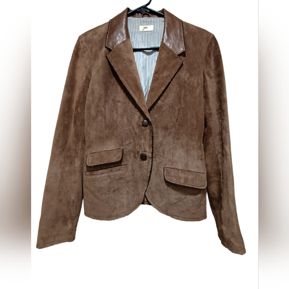 June Vintage Women's Brown Suede Leather Women's Blazer